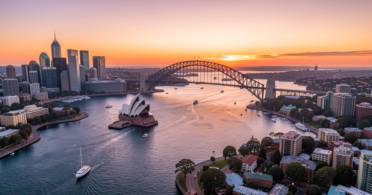 Panorama aérien de Sydney, Australie, ville en S célèbre pour son opéra et son pont