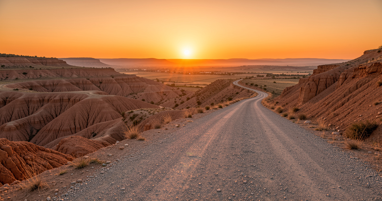 Castildetierra vu depuis un point de vue au coucher du soleil, itinéraire Bardenas en voiture
