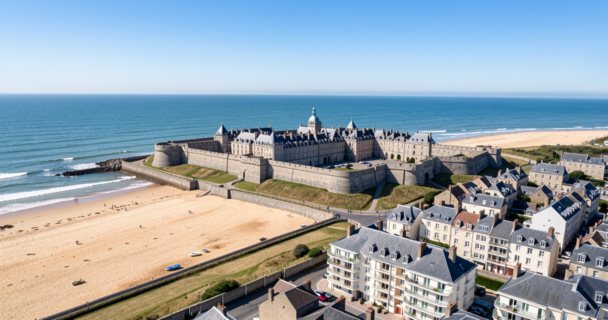 Vue aérienne Saint-Malo intra muros appart hôtel résidence Reine Marine