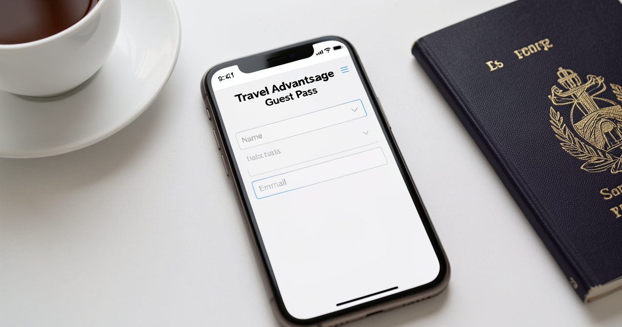 Formulaire de demande de Guest Pass Travel Advantage gratuit sur écran de smartphone