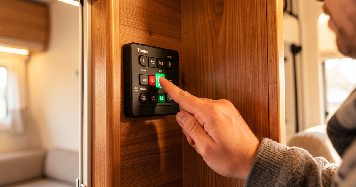 Procédure de reset sur le panneau de commande d'un chauffage Truma dans un camping-car