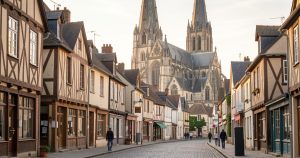 Centre historique de Rouen avec maisons à colombages et cathédrale