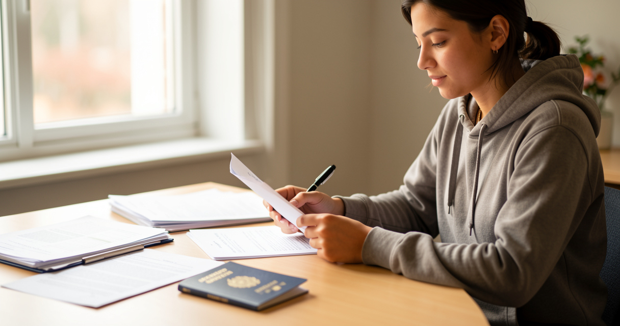 Étudiant étranger préparant les pièces de son titre de séjour étudiant